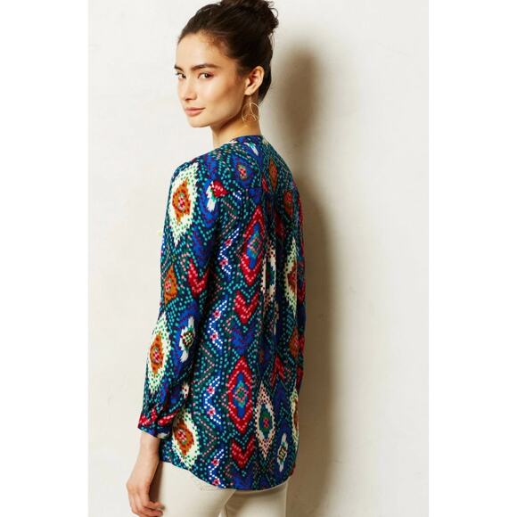 Maeve Women’s Geometric Print Artsy Button Down Blouse Top Size 6 Multicolor - Picture 3 of 5